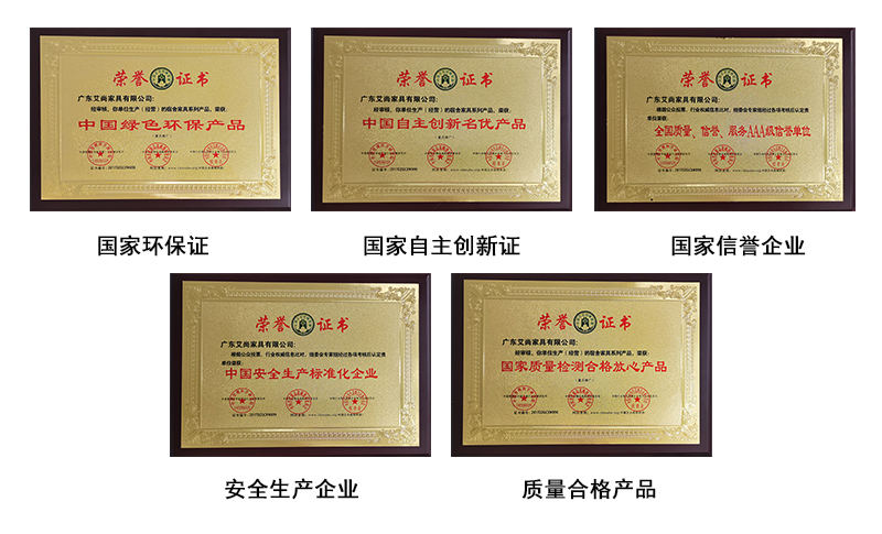 艾尚家具從建廠以來榮獲各項資質(zhì)